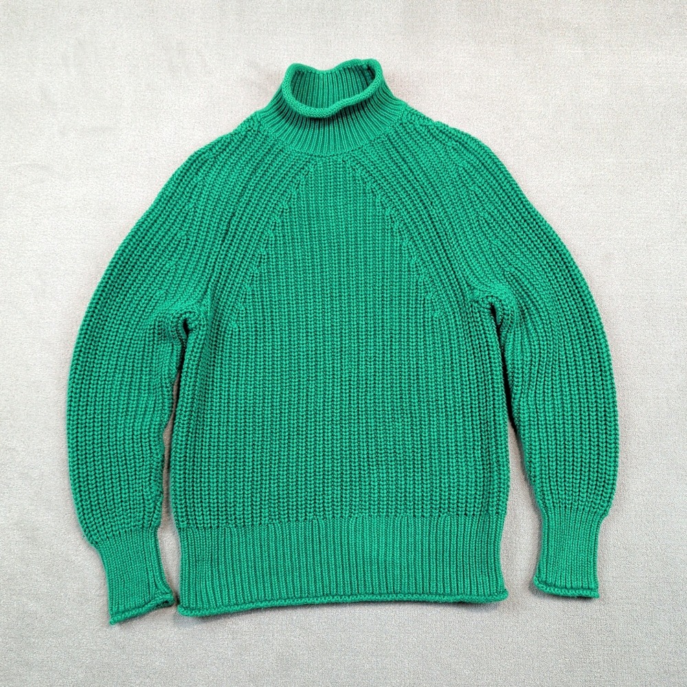 J.Crew Classic Preppy Roll Neck Sweater XXS Green Cotton Ribbed Knit BE159 — photo 2